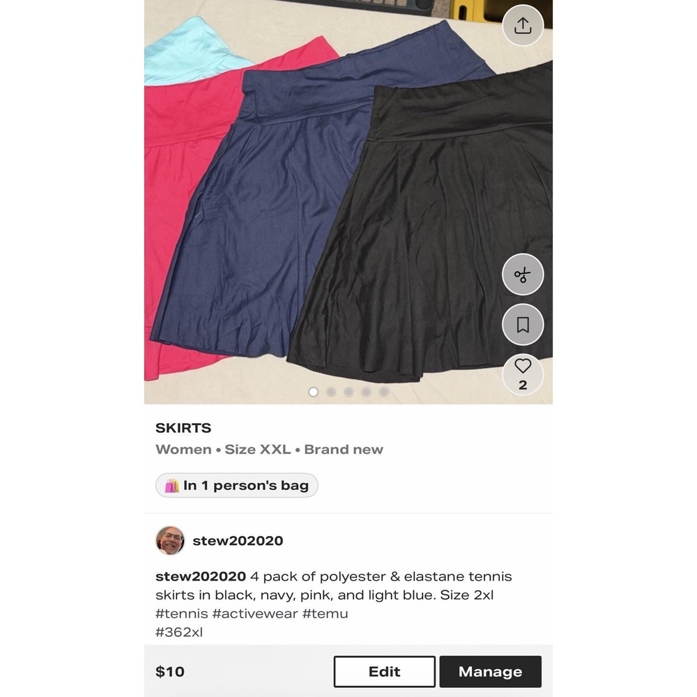 Temu 4pk Tennis Skirts with Shorts and Pocket Multicolor Women 2XL NEW